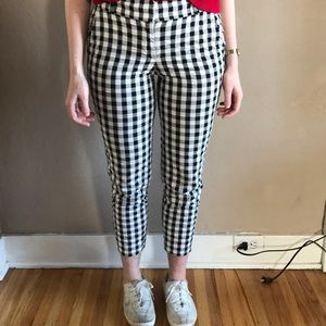 Gingham Print Pants ankle, sz small, s, 2, LOFT